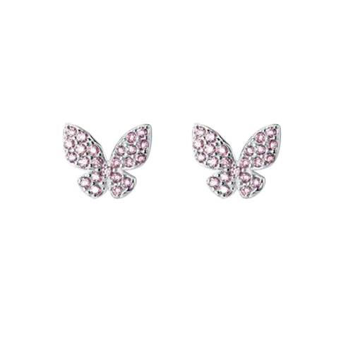 Culturesse 8mm Rosie Butterfly Dainty Stud Earrings - Silver