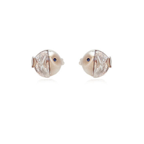 Culturesse 7mm Little Puffer Fish Dainty Stud Earrings - Silver