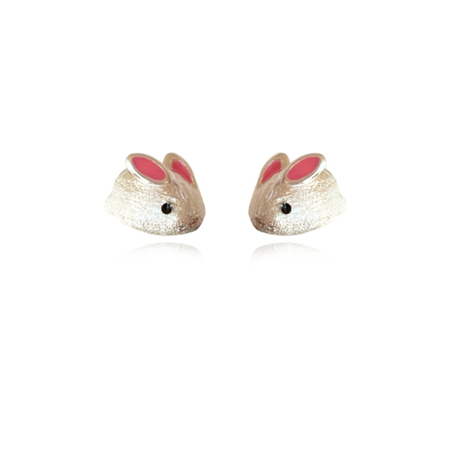 Culturesse 8mm Little Rabbit Dainty Stud Earrings - Silver