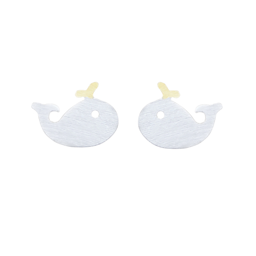 Culturesse 9mm Little Whitney The Whale Stud Earrings - Silver