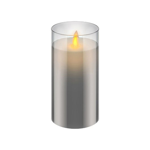 Goobay Battery-Operated 7.5x15cm LED Wax Candle in Glass - Grey