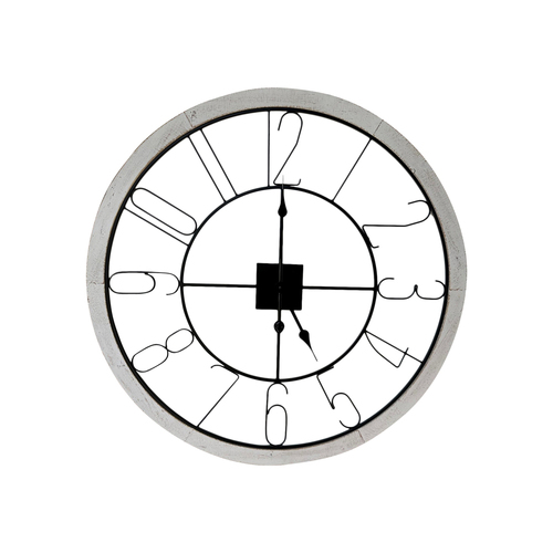 Darlin Timber/Metal 80cm Bentley Wall Clock Hanging Decor Round White/Black