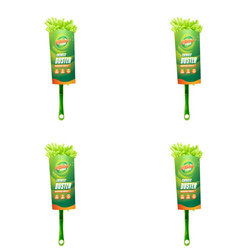 4PK Ultimo Microfibre Chenille Duster 33x8Cm 2 Asst Green/Grey