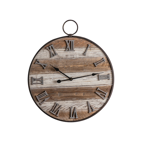 Darlin Timber/Metal 71cm Layla Timber Wall Clock Home Decor Round Brown