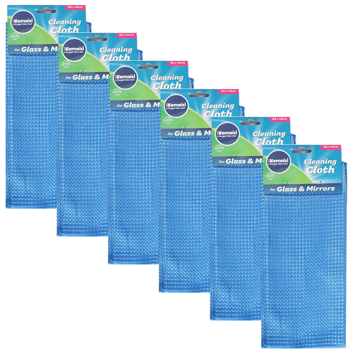 6PK kemasi Cleaning Cloth Glass & Mirror Home Kitchen/Bathroom Assorted