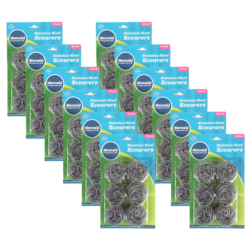 12x 6pc kemasi Stainless Steel Scourers Home Cleaning