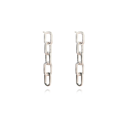 Culturesse Josie Minimalist 22mm Dainty Chain Hoop Earrings - Silver