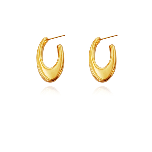 Culturesse Lowe Modern 30mm Stud Curve Earrings - Gold