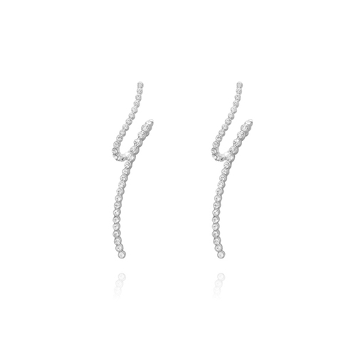 Culturesse Aviana 55mm Fine Twist Stud Earrings - Silver