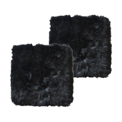 2PK Auskin The Gulgong Sheepskin Cushion Cover 50cm - Black