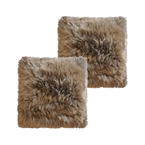 2PK Auskin The Gulgong Sheepskin Cushion Cover 50cm - Taupe