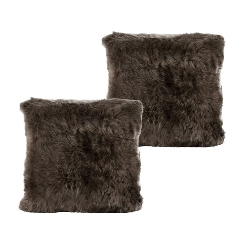 2PK Auskin The Gulgong Sheepskin Cushion Cover 40cm - Pewter