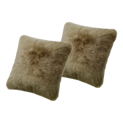 2PK Auskin The Gulgong Sheepskin Cushion Cover 40cm - Taupe