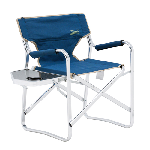 Coleman Chair Flat Fold Directors Plus Blue Camping Outdoors