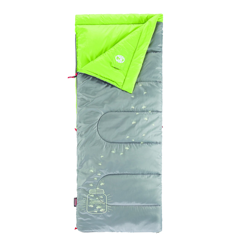 Coleman Sleeping Bag Kids Fyrefly Illumibug Gren 7C Rate Outdoor Camping