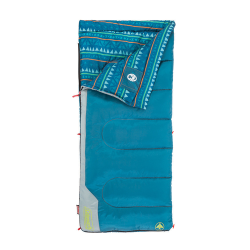 Coleman Sleeping Bag Youth Plus10C Temp Rating Teal And Grey Outdoor Camping