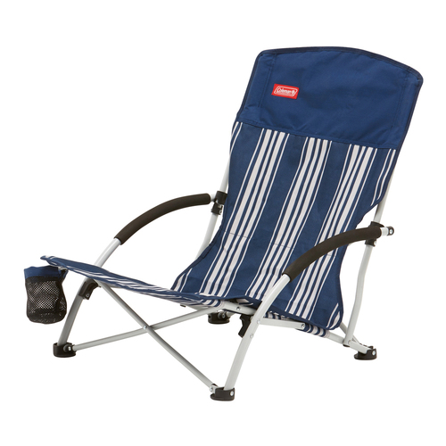 Coleman Chair Quad Beach Low Sling Navy Stripe Camping Outdoors