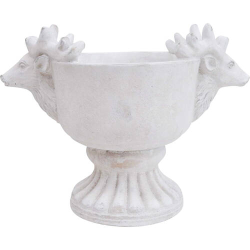 LVD Concrete Deer Head Urn Home/Garden Decor 29cm White