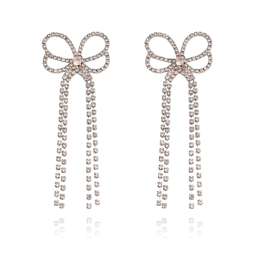 Culturesse Annelise 12cm Diamante Earrings For Pierced Ears - Silver