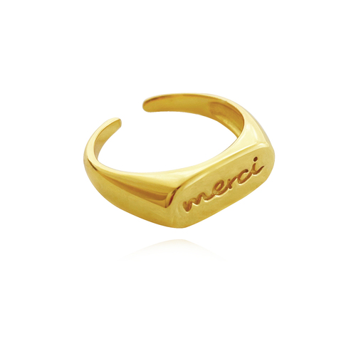 Culturesse Merci 2cm Adjustable Open Ring - Gold Vermeil