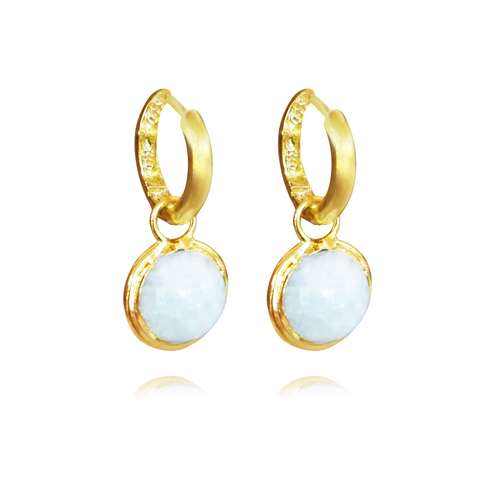 Culturesse Anya 3cm 24K Artisan Moonstone Drop Earrings For Pierced Ears - Gold
