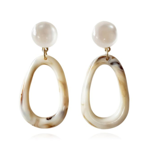 Culturesse Naeva 6cm Marble Loop Earrings For Pierced Ears - Butterscotch