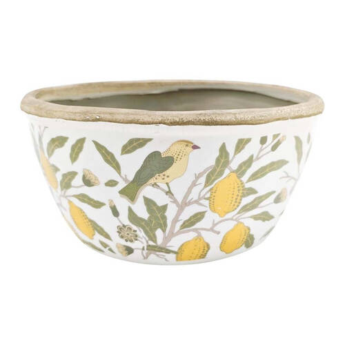 LVD Ceramic Low Planter Home/Garden Decor 21cm Vintage Lemon