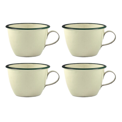 4x Urban Style Enamelware 350ml Conical Cafe Cup - Cottage