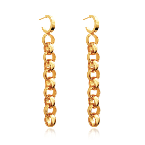 Culturesse Orbit 72mm Modern Link Chain Drop Earrings - Gold