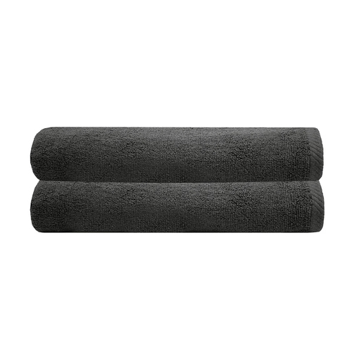 2pc Bambury Commercial Chateau 68x137cm Cotton Bath Towel Charcoal