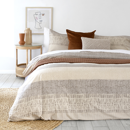 Bambury Double Bed Darlington Sand Quilt Cover Set Soft Woven Home