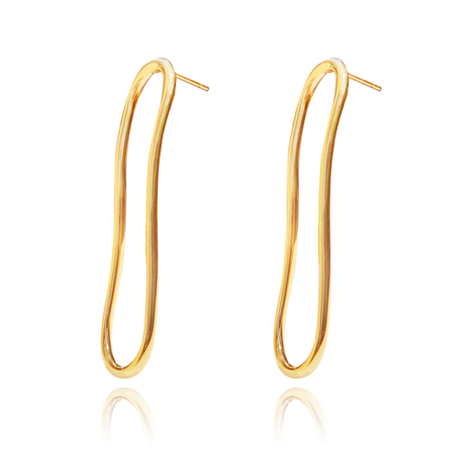 Culturesse Tiffany 53mm Contemporary Stud Flow Earrings - Gold