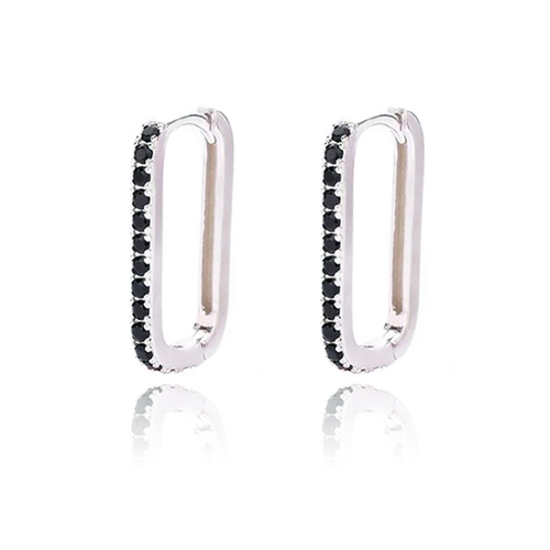 Culturesse Kendra 20mm Dainty Huggie Earrings - Silver/Noir