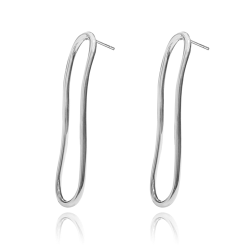 Culturesse Tiffany Contemporary 53mm Stud Flow Earrings - Platinum