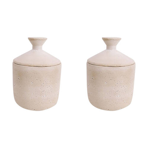 2PK LVD Cement Cannister Home/Room Decor 20cm Sardinia