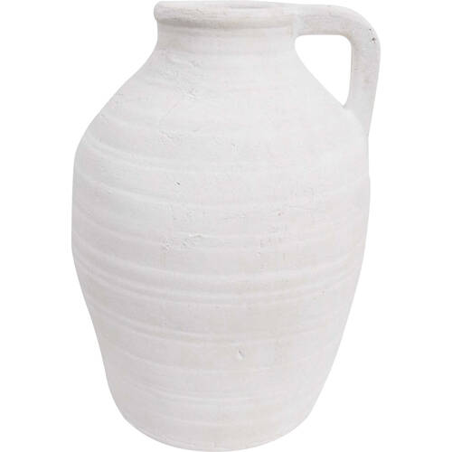 LVD Cement Urn Vase Home/Room Decor 28cm White Izola