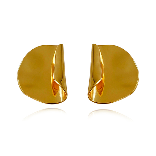 Culturesse Wilde 24K Artisan 30mm Sculptural Fold Earrings - Gold