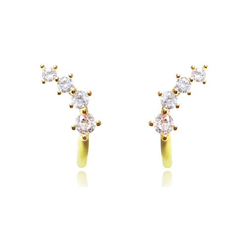 Culturesse Gabrielle 19mm Pastel Diamante Climber Earrings - Yellow/Gold