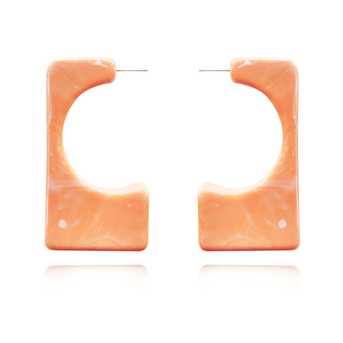 Culturesse Nadia 62mm Geo Resin Statement Drop Earrings - Warm Peach