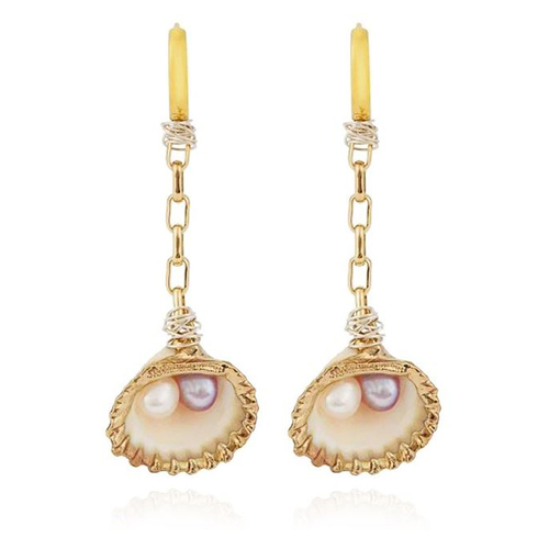 Culturesse Arielle 65mm Shell Treasure Earrings - Gold