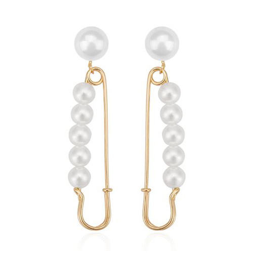 Culturesse Lilou 86mm Pin Statement Earrings For Pierced Ears - Pearl