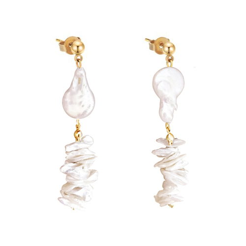 Culturesse Cleo Mismatching 75mm Pearl Stack Drop Earrings For Pierced Ears