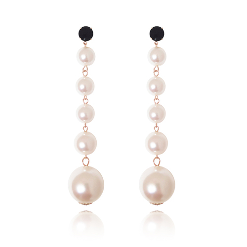 Culturesse Daphne Oversized 10cm Pearl String Drop Earrings - Pearly Shine