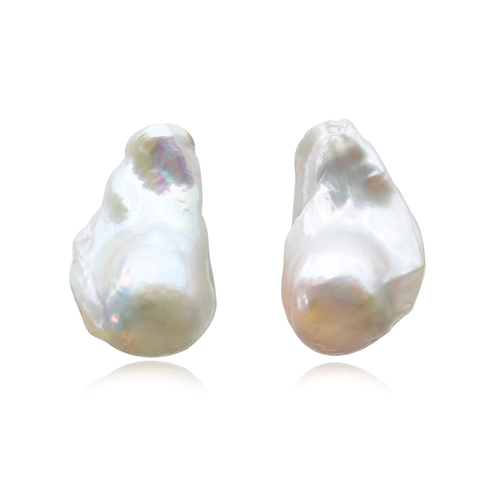 Culturesse Magda 25mm Baroque Pearl Stud Earrings - White