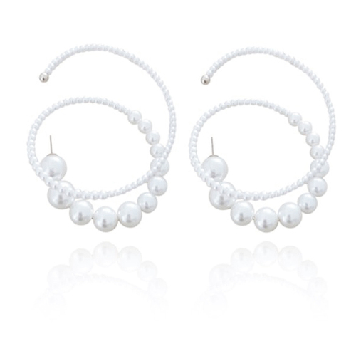 Culturesse Eira 70mm Swirl Pearl Hoop Earrings - White