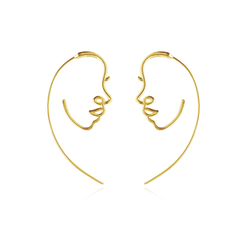 Culturesse Vianca 33mm Artsy Face To Face Earrings - Gold