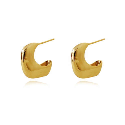 Culturesse Draco 17mm Sculptural Puff Earrings - Gold Vermeil