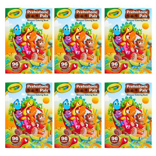 6PK Crayola 96pg Prehistoric Pals Coloring Book w/ Stickers 3y+