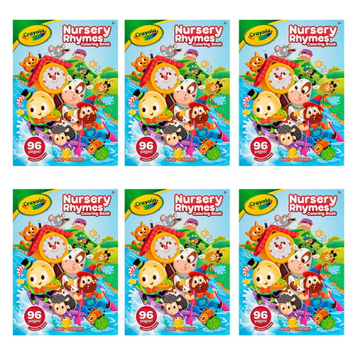 6PK Crayola Kids/Childrens Creative 96 Page Nursery Rhymes Colouring Book w/ Stickers 36m+