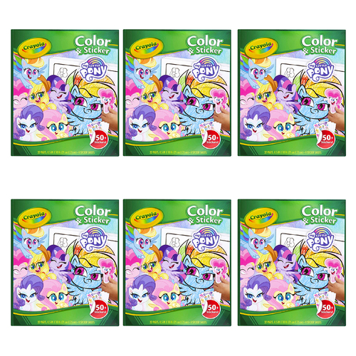 6PK Crayola Kids/Childrens Creative Colour And Sticker My Little Pony 36m+